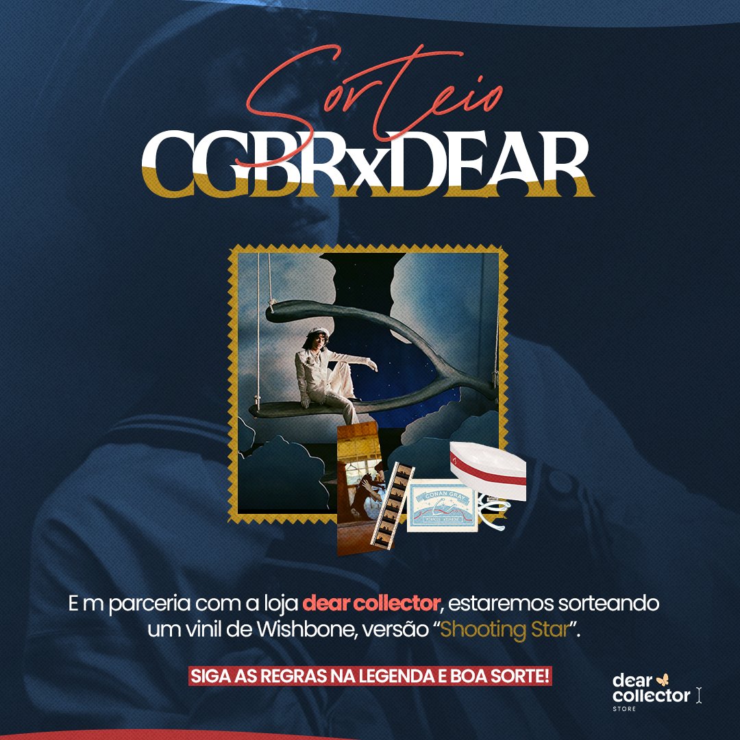 Conan Gray Brasil (@conangraybrasil) on Twitter photo ⚓️ SORTEIO — WISHBONE AUTOGRAFADO ⚓
Em parceria com a <a href="/dearcollector/">dear collector.</a>, vamos sortear 1 vinil Wishbone do Conan Gray, autografado 💿✨
1⃣ Siga <a href="/conangraybrasil/">Conan Gray Brasil</a> + <a href="/dearcollector/">dear collector.</a>
2⃣ ❤️ e RT
3⃣ Marque 1 amigo (quantos quiser, sem fakes)
📅 Resultado: 05/09
Boa sorte, Coneheads! ⚓️ SORTEIO — WISHBONE AUTOGRAFADO ⚓
Em parceria com a <a href="/dearcollector/">dear collector.</a>, vamos sortear 1 vinil Wishbone do Conan Gray, autografado 💿✨
1⃣ Siga <a href="/conangraybrasil/">Conan Gray Brasil</a> + <a href="/dearcollector/">dear collector.</a>
2⃣ ❤️ e RT
3⃣ Marque 1 amigo (quantos quiser, sem fakes)
📅 Resultado: 05/09
Boa sorte, Coneheads!