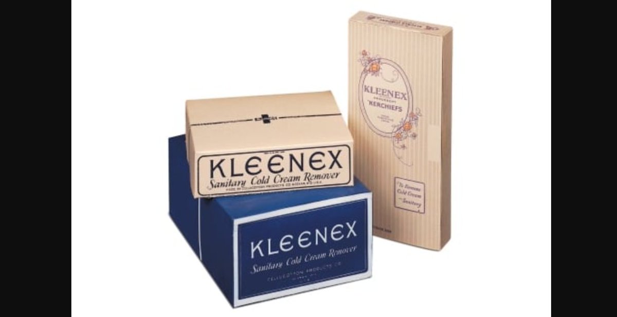 En 1924, una empresa lanzó un pañuelo desechable para desmaquillar a las mujeres. Lo que no imaginaban es que acabaría usándose para sonarse la nariz y que su nombre se convertiría en sinónimo universal de pañuelo: Kleenex. Tira del hilo 🧵👇🏽👇🏽👇🏽