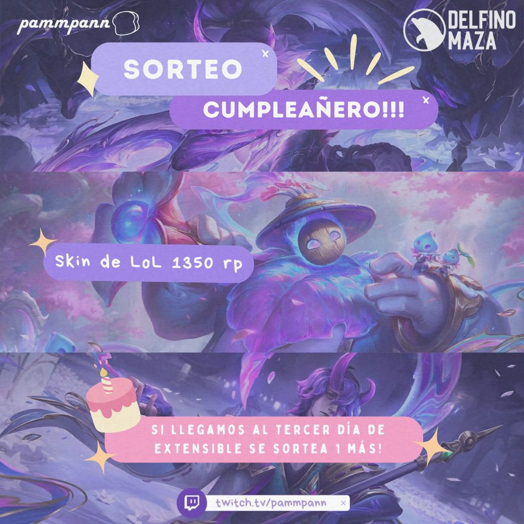 Para comenzar el extensible les comparto el primer sorteo👀 junto a <a href="/DelfinoMaza/">Delfino Maza</a> !!!🐬🍞 

Skin de 1350 RP!🎁

Para participar:
ᯓ★ Follow <a href="/DelfinoMaza/">Delfino Maza</a> y <a href="/pammpann/">Pam╰(*´︶`*)╯🍞</a>
ᯓ★ Like y rt
ᯓ★ Menciona a un amigo!

Mucha suerte!!! El ganador se dará a conocer mañana ⋆⭒˚.⋆ (1/2)