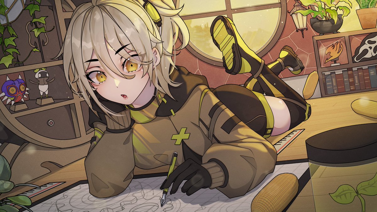 Now that my community has gotten to see the artwork, I can share here too!

Thank you to <a href="/nostdoro/">Nostee</a> for the amazing piece of my new model :) 

I've got myself and my community tied in here in so many ways. 
Thank you to <a href="/PaleFilmsUK/">Paleshaman - COMMS OPEN</a> for the animated version (on stream)
🌱✏️☀️