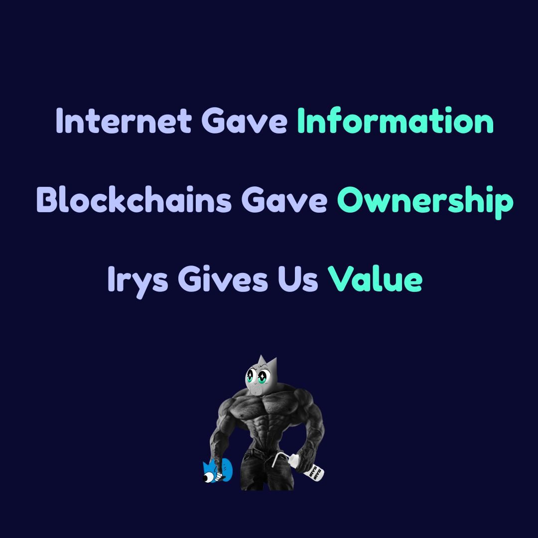 Charles Billions (@iam_charlieboy) on Twitter photo The internet changed how we share information.
Blockchains changed how we own assets.
<a href="/irys_xyz/">Irys (✧ᴗ✧)</a> changes how data creates value. The internet changed how we share information.
Blockchains changed how we own assets.
<a href="/irys_xyz/">Irys (✧ᴗ✧)</a> changes how data creates value.