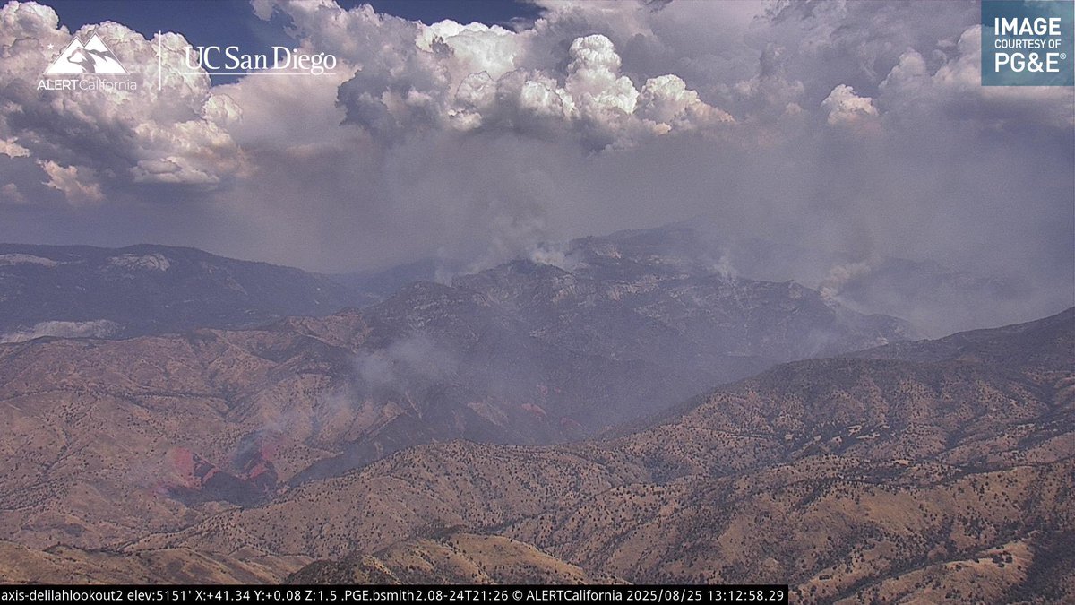 DanielFireTruck's tweet photo. #GarnetFire At the Moment Air Tankers are still dealing with the Spot Fire on the Left Flank it keeps chewing through the Retardant.
Only seeing 1 Active Cell to the East past the #GarlicFire, the rest of the Sierra Nevada is getting more Active with Thunderstorms. https://t.co/lvOHQD7exa