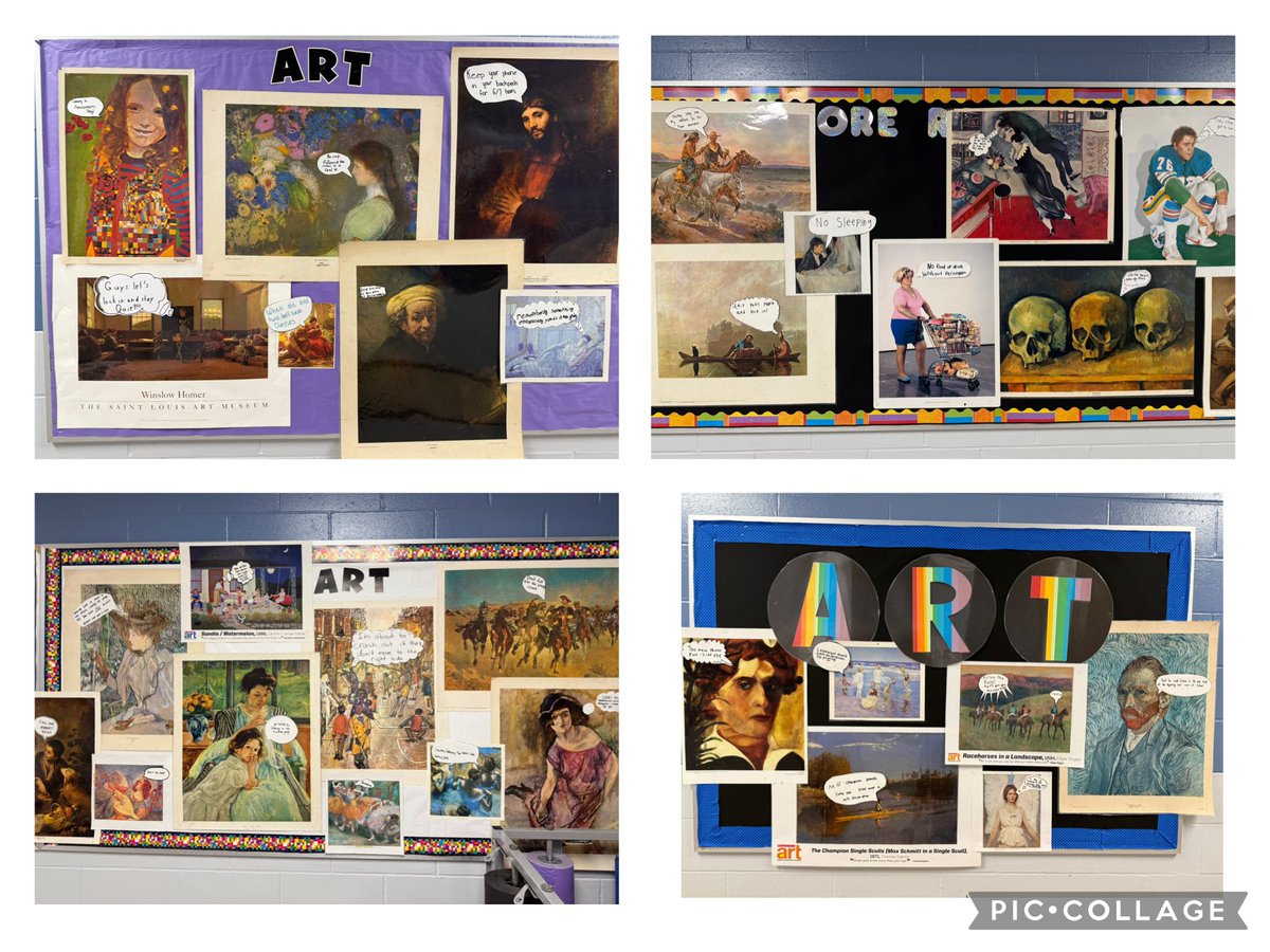 WMSSDOW's tweet photo. Mrs. Snider’s Art class created School Rule memes with Classic Art posters and thought bubbles. #bluejaypride https://t.co/TSYiEaYa14