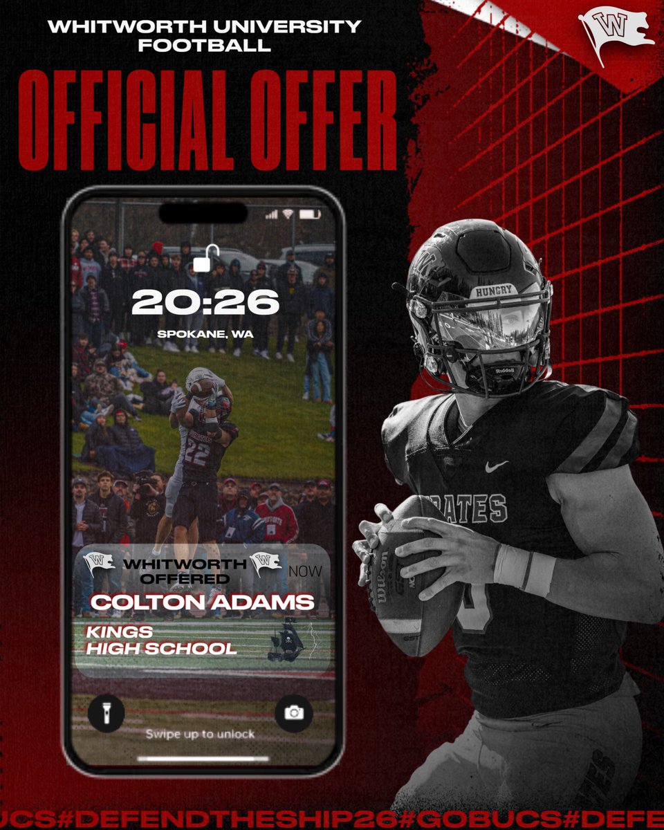 After a great conversation with <a href="/coachsandberg/">Rod Sandberg</a>, I’m grateful to announce my fifth offer to play football at Whitworth University! 
<a href="/WhitworthFB/">Whitworth FB</a> <a href="/KingsHSFootball/">King’s Knights Football</a> <a href="/jimshapiro/">Jim Shapiro</a>