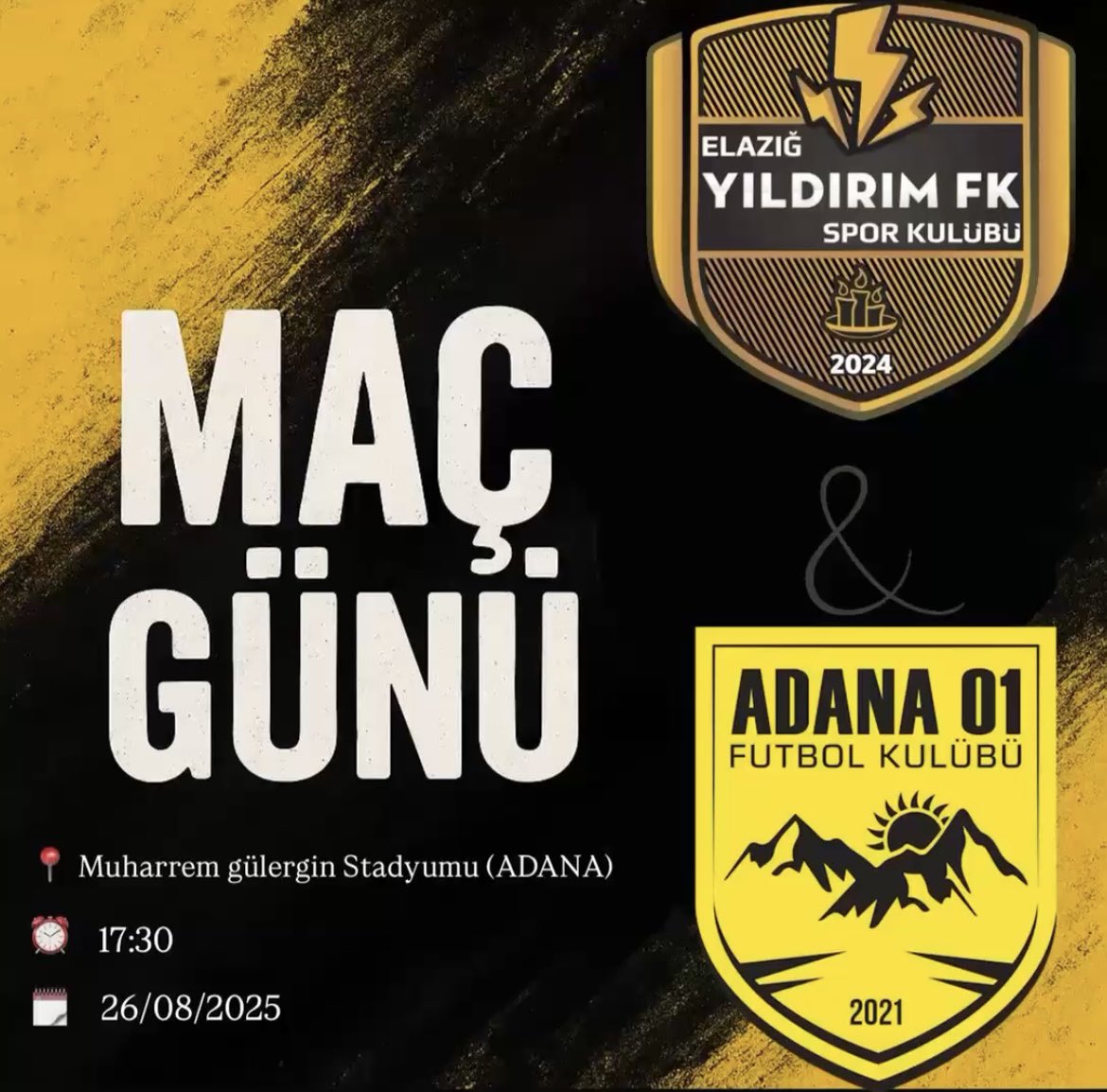 Yıldırım FK Adana kamp programı kapsamında ilk hazırlık maçına çıkıyor! 

📅 26 Ağustos (ADANA)
🕓 17:30
📍 Muharrem Gülergin Stadyumu

#Adana 
#Elazığ
#futbol
#spor
#yıldırımfk