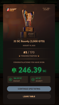 Been having some close calls and some deep runs! <a href="/ClubWPTGold/">ClubWPT Gold</a>