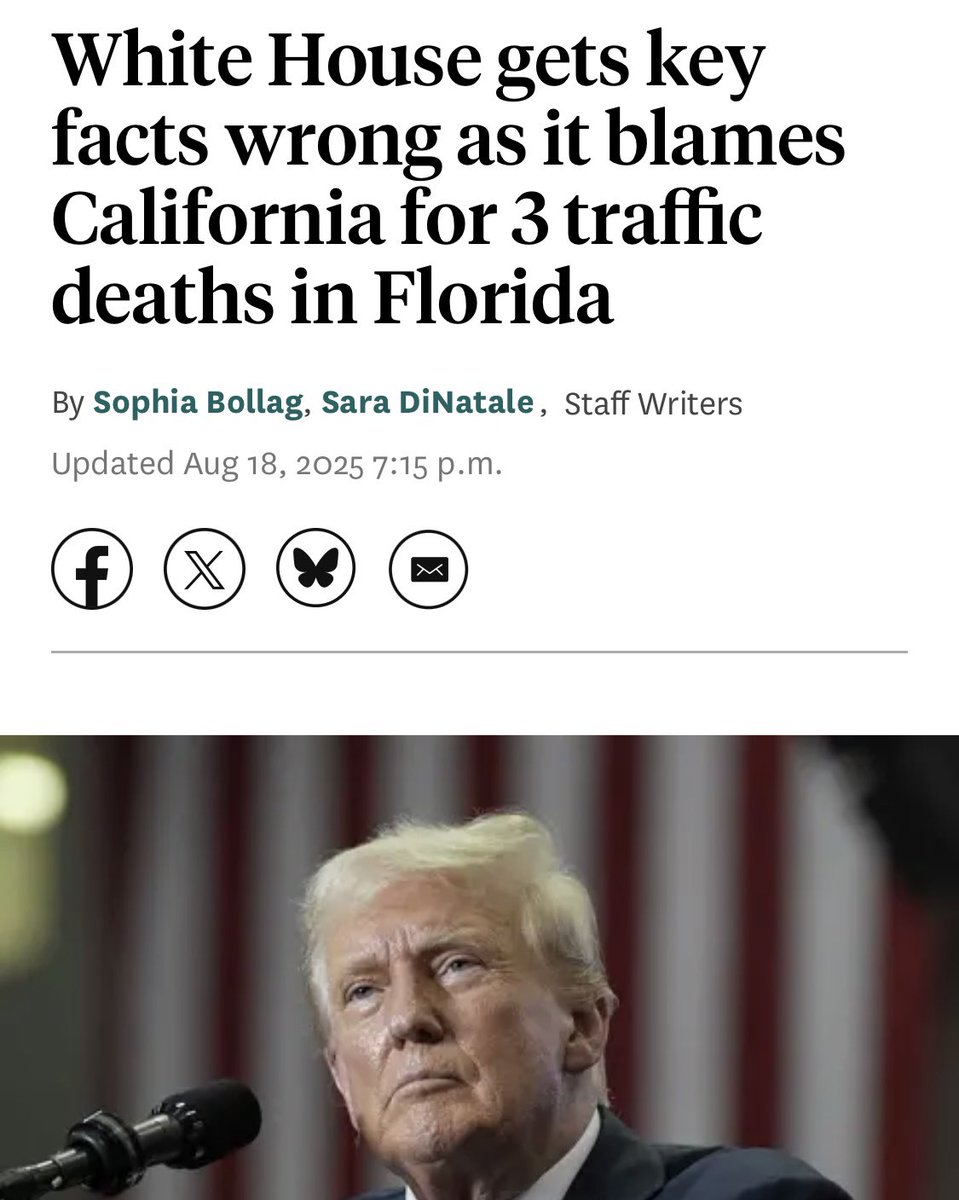 <a href="/AGJamesUthmeier/">Attorney General James Uthmeier</a> <a href="/SecDuffy/">Secretary Sean Duffy</a> As the author of California’s AB 60, I’m guessing Florida’s Attorney General must have slept through his law school legal research class because California’s AB 60 law applies only to regular Class C licenses, not commercial ones.

Second, let’s be clear: it was the Trump