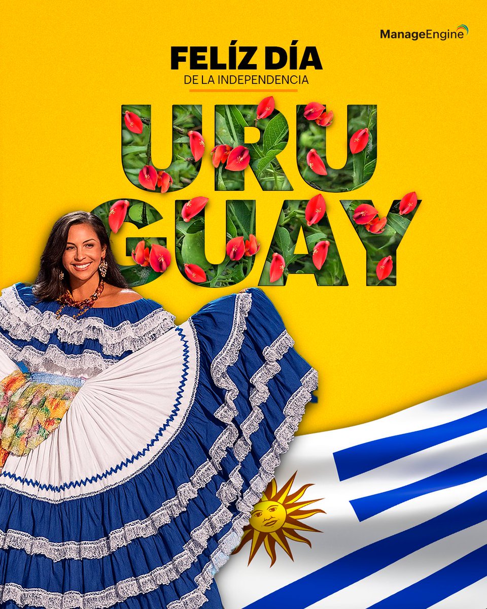 ManageEngineLA's tweet image. 🎉🇺🇾 ¡Feliz #DíadelaIndependencia, Uruguay! Desde #ManageEngineLATAM celebramos la fuerza, la historia y el corazón de un pueblo que forjó su libertad. 💪✨ ¡Que siga brillando la Celeste y el espíritu de libertad uruguayo! 🌟🙌