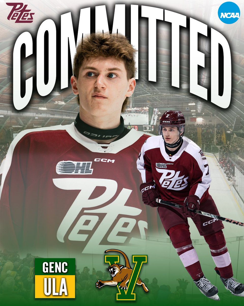 Congratulations to Petes 2008-born defenceman Genc Ula on his commitment to the University of Vermont!

Genc will be back on the ice at the PMC this week as we kick off 2025 training camp 🏒🥅