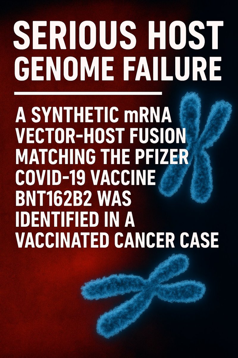 🛑Breaking🛑 
Synthetic mRNA Proven to Fuse with Human DNA

Early indications of integrated DNA events are gathering. Further investigation is continuing. 

Sequencing of tumor tissue from a vaccinated cancer case has delivered direct molecular proof that synthetic mRNA