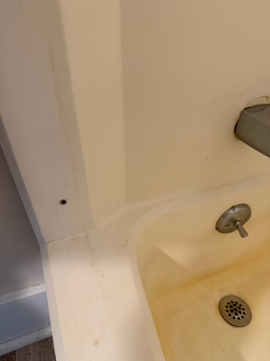WTF

Tenant moved out and put drywall screws in the one piece tub