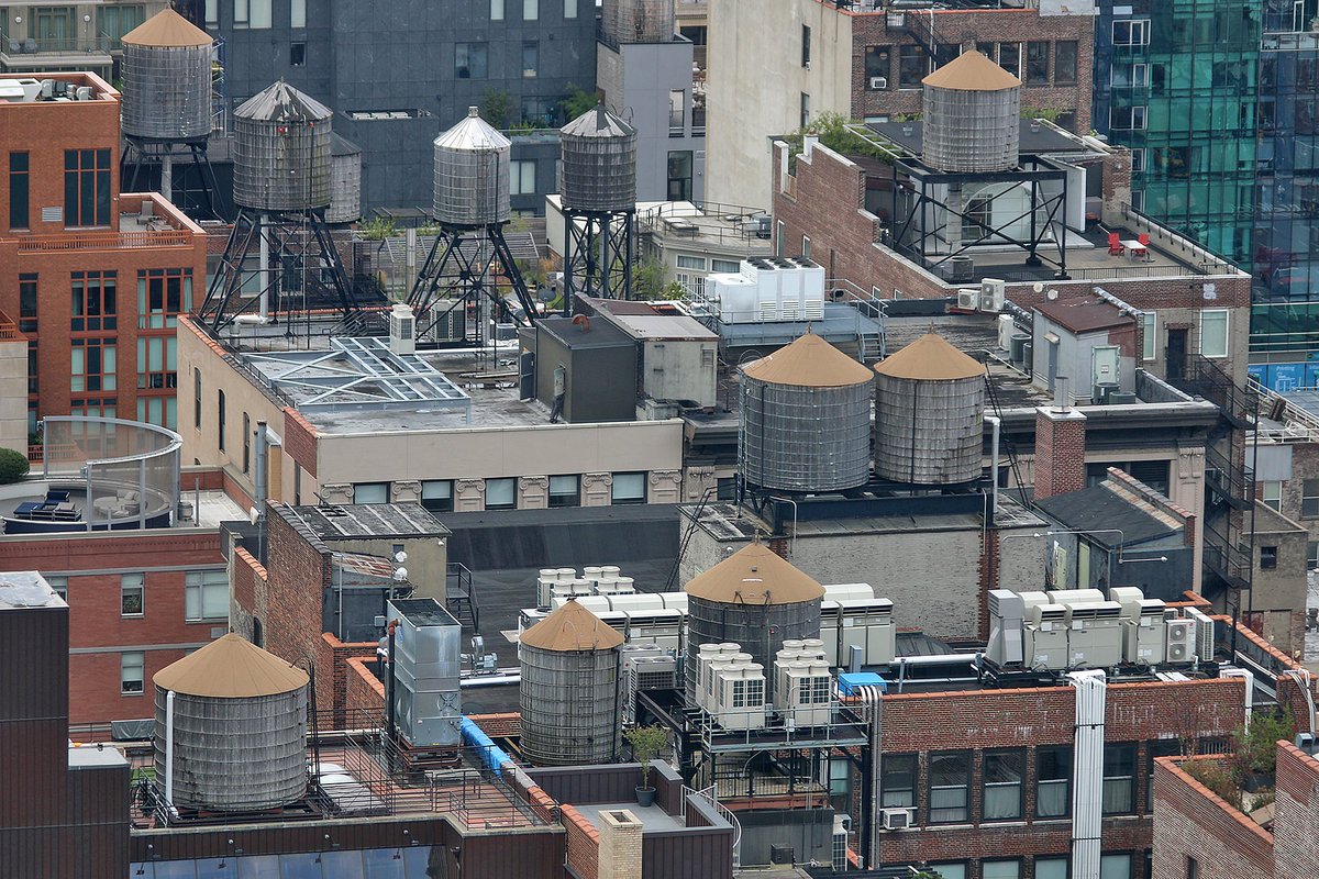 For my nyc friends: 
Why do even the newest buildings still have those old wooden water tanks on every rooftop? 🤔

The answer involves outdated building codes and politics that might actually make changing them more problematic than keeping them.

askatria.ai/learn/nyc-wate…