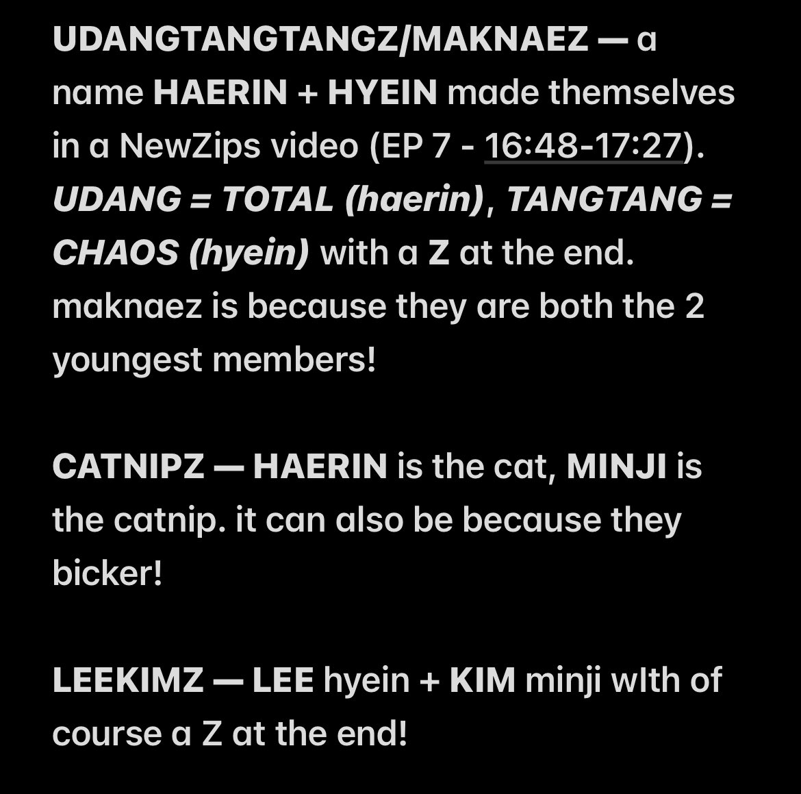 the meanings behind newjeans duo/unit names for new tokkis or just for tokkis who also don’t know or wanted reminders!