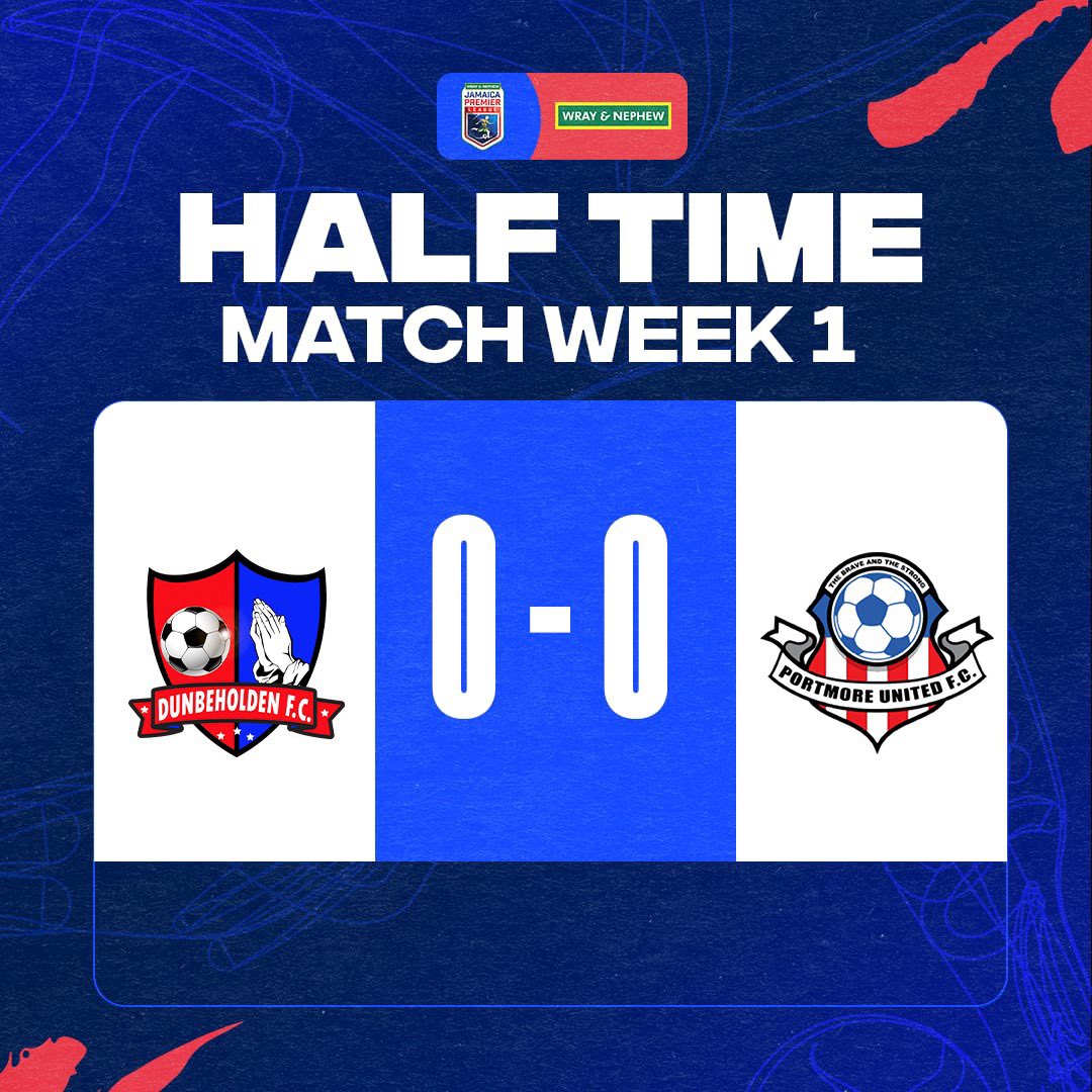 ⚽️ Halftime in Match Week 1!

It’s all square as Dunbeholden FC and Portmore United FC head into the break locked at 0-0.

Who do you think will break the deadlock in the second half? 👀🔥

#JPL #GameOn #WrayAndNephewJPL #WrayPremierLeague #PremierDiWray #876streamJPL
