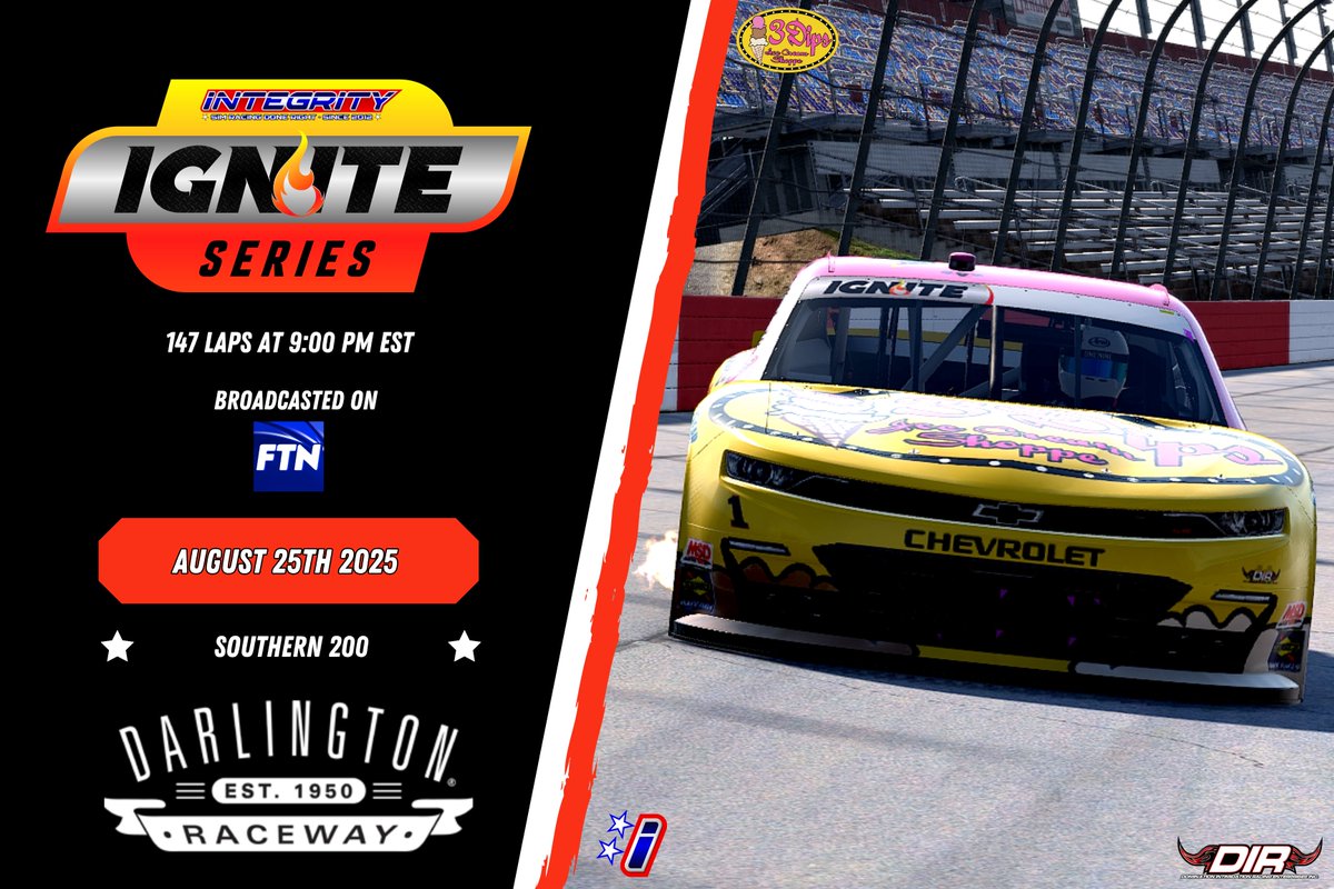 The lady in Black! <a href="/IntegrityRL/">Integrity Racing League</a> 

147 laps around my favorite race track. Let's try to get us at least a win this year and go back to back seasons at Darlington!

📹youtube.com/live/lkfujMlqQ…
My POV -youtube.com/live/UbnmkpcI7…

facebook.com/threedipsicrea…
<a href="/DIREnterprises/">Domination Intimidation Racing Enterprises Inc.™</a>