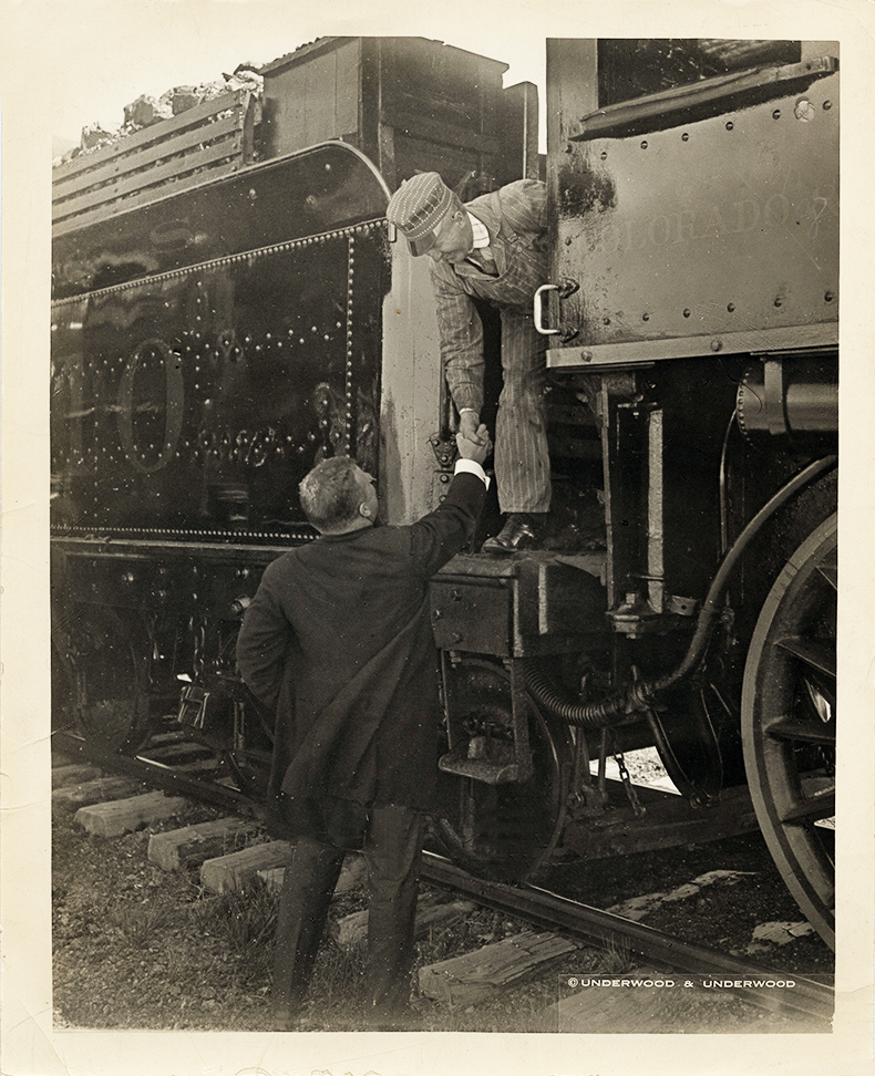 BULLY!  President Theordore Roosevelt shakes the hand of an engineer on the Colorado and Southern Railroad in Vernon, Texas back in April, 1905.  HOW FREAKIN' AWESOME IS THIS?  Teddy is one of my all-time favorite presidents and I've written about him quite a bit and posted many