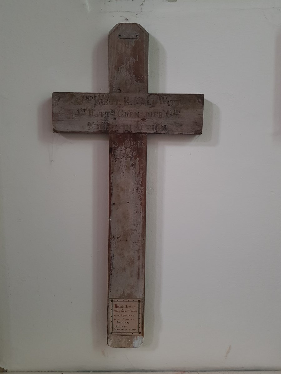 MHwarmemorials's tweet photo. After WW1, thousands of original battlefield crosses were brought back from France and Flanders as the IWGC (now the CWGC) created war cemeteries and gave soldiers a proper headstone. Here is one such cross, on display in All Saints church, Bishop Burton, East Yorkshire. https://t.co/xa3kPSwuHg