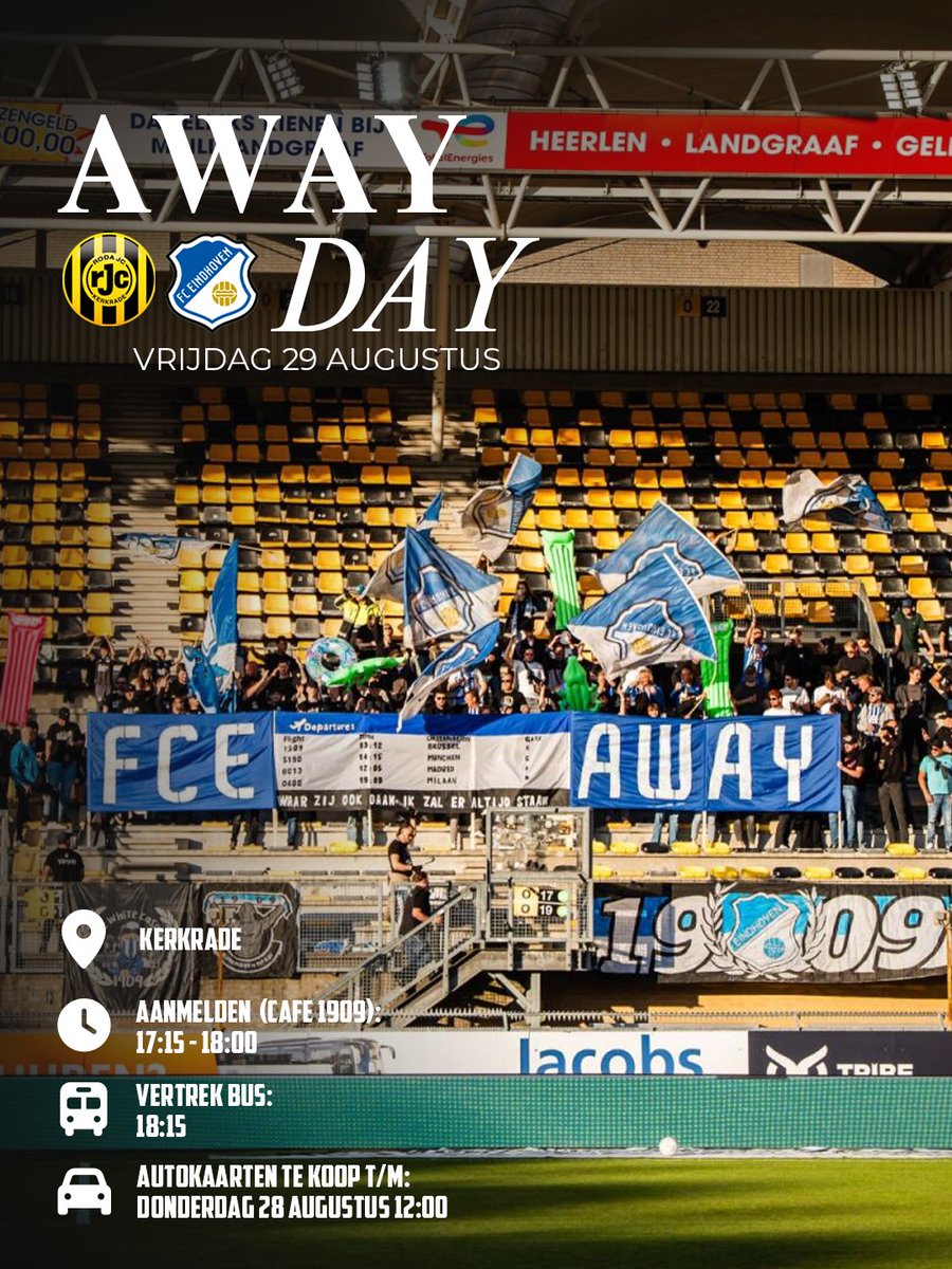 SCE1909's tweet photo. Ga mee aanstaande vrijdag naar Kerkrade. Zorg dat je je kaart voor de busreis of auto zo snel mogelijk aanschaft via de ticketshop van FC Eindhoven! https://t.co/1LMlqRt0x6 https://t.co/2Ekf0zsqz7