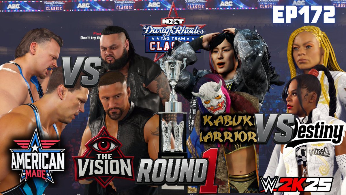 Men’s Round 1: American Made (Creed Brothers) take on The Vision (Breakker &amp; Reed) 

Women’s Round 1: Kabuki Warriors (Iyo Sky &amp; Asuka) face Destiny (BFab &amp; Bianca) 

youtu.be/7p6X-bMmAzA

#WWE2K25