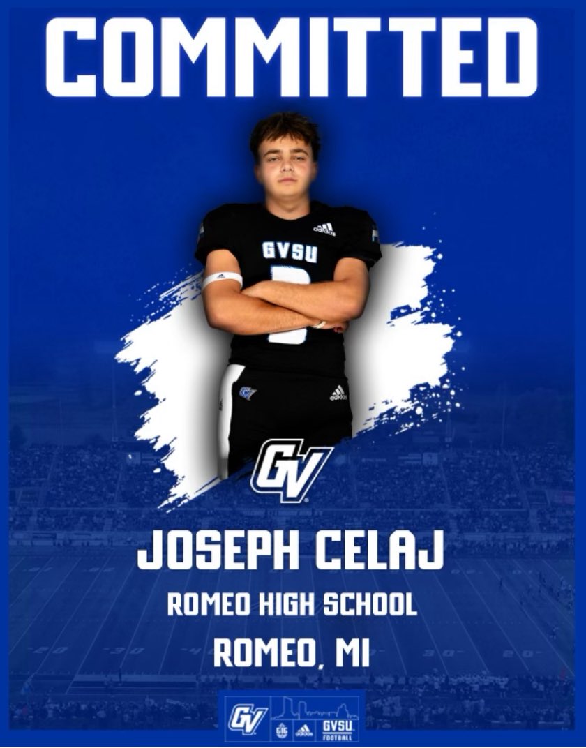 Joseph Celaj (@josephcelaj2026) on Twitter photo 100% Committed, Anchor Up!!!
<a href="/CoachStuddGV/">Coach Studd</a> <a href="/CoachWooster/">Scott Wooster</a> <a href="/CoachPostmaGV/">Nick Postma</a> <a href="/gvsufootball/">GVSU Football</a> <a href="/RomeoFootball/">RomeoFootball</a> <a href="/TheD_Zone/">The D Zone</a> <a href="/KornblueKicking/">Brandon Kornblue</a> 100% Committed, Anchor Up!!!
<a href="/CoachStuddGV/">Coach Studd</a> <a href="/CoachWooster/">Scott Wooster</a> <a href="/CoachPostmaGV/">Nick Postma</a> <a href="/gvsufootball/">GVSU Football</a> <a href="/RomeoFootball/">RomeoFootball</a> <a href="/TheD_Zone/">The D Zone</a> <a href="/KornblueKicking/">Brandon Kornblue</a>