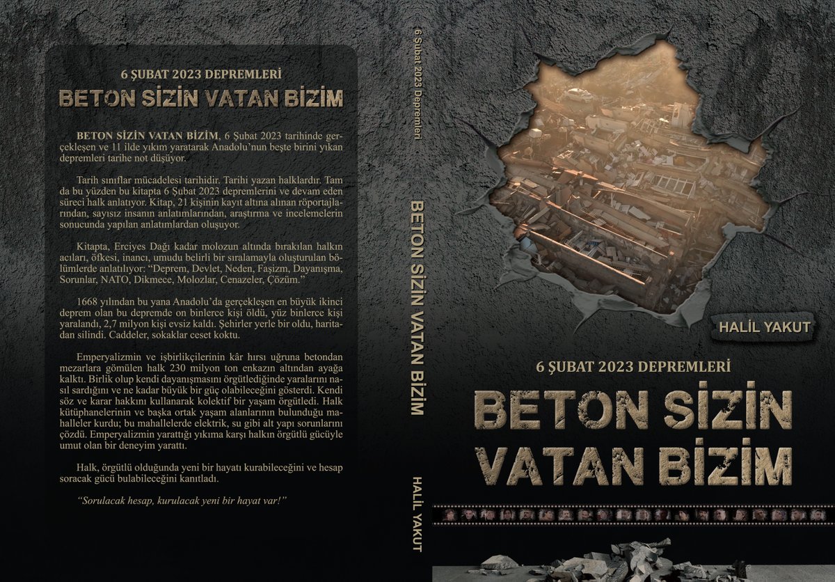 BETON SİZİN VATAN BİZİM KİTABI YAYINLANDI!

📕 Beton Sizin Vatan Bizim, 6 Şubat 2023 tarihinde gerçekleşen ve 11 ilde yıkım yaratarak Anadolu'nun beşte birini yıkan depremleri tarihe not düşüyor.

İndirmek için:
drive.google.com/file/d/1weQdZj…