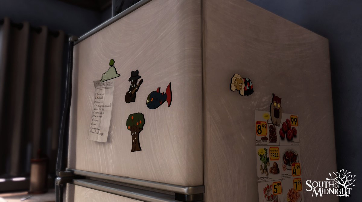 CompulsionGames's tweet image. Noticed the familiar-looking figures on Mrs. Pearle’s windowsill? We call that ✨foreshadowing✨

(Bonus points if you spotted the magnets on Hazel’s fridge, too)