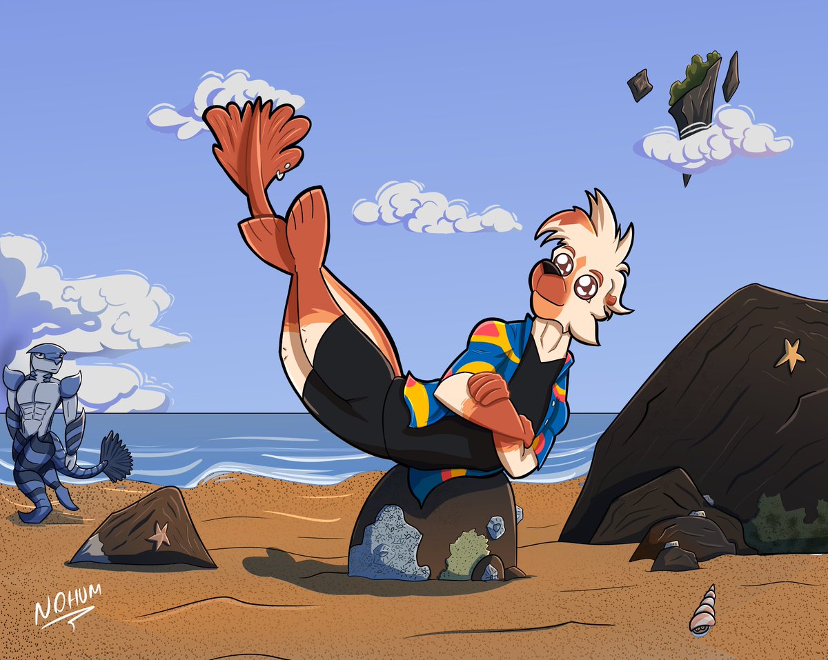 yoga seal
<a href="/Nukaazara/">Nuka 🦭✨️</a> 
I don't know how she can do it.
 #furry #furryart #seal #beach #yoga