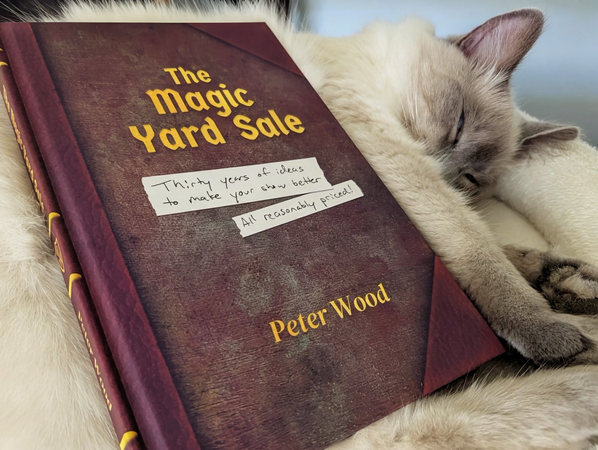 Lazlo fell asleep reading my book ... probably because he's not a magician🤷

But if you'd like a copy, let me know! Just got a new shipment in.

I'll also have them:
- At the DC Festival of Magic (LMK in advance if possible!)
- At my lecture for the Baltimore IBM/SAM on Sept. 11