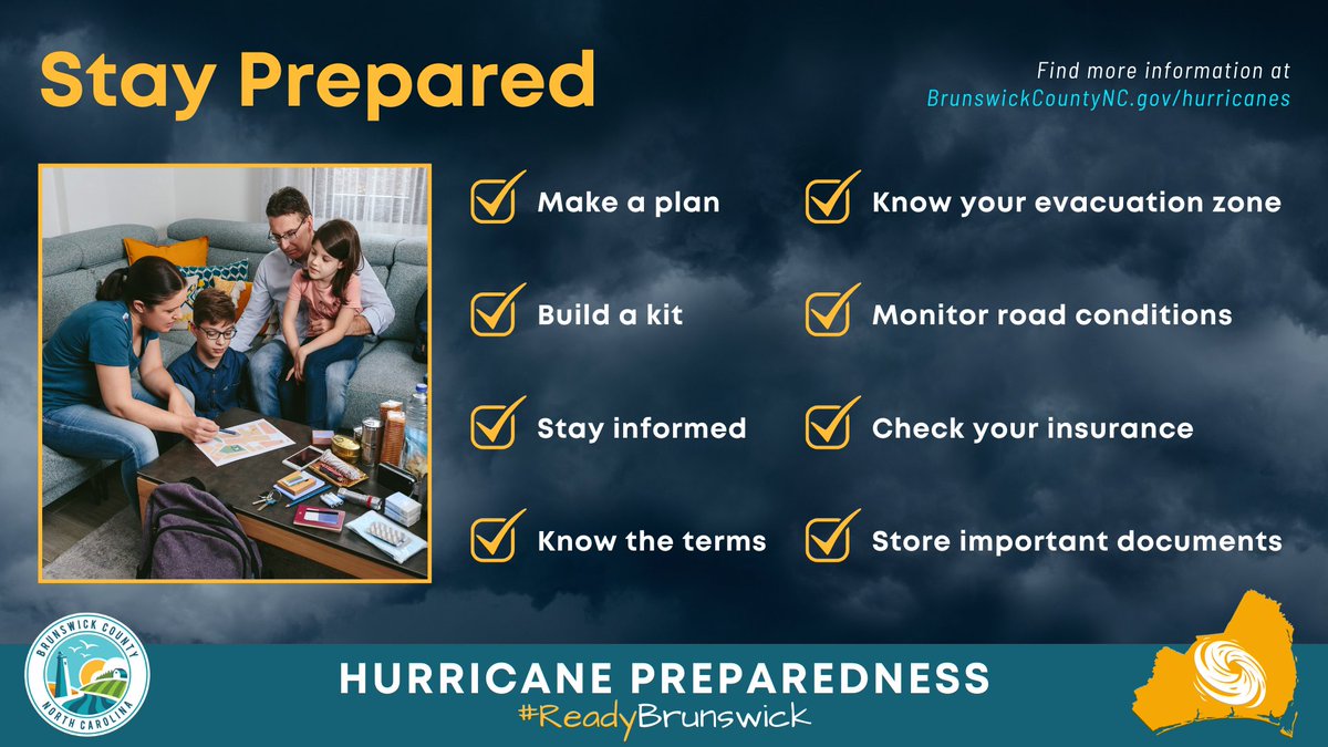 Brunswick County (@brunswickgovt) on Twitter photo Are you #ReadyBrunswick? Atlantic hurricane season is from June 1 to November 30, with most activity occurring between mid-August and mid-October. According to <a href="/NHC_Atlantic/">National Hurricane Center</a>, atmospheric and oceanic conditions continue to favor an above-normal 2025 season.
<a href="/BrunswickGovt/">Brunswick County</a> urges Are you #ReadyBrunswick? Atlantic hurricane season is from June 1 to November 30, with most activity occurring between mid-August and mid-October. According to <a href="/NHC_Atlantic/">National Hurricane Center</a>, atmospheric and oceanic conditions continue to favor an above-normal 2025 season.
<a href="/BrunswickGovt/">Brunswick County</a> urges