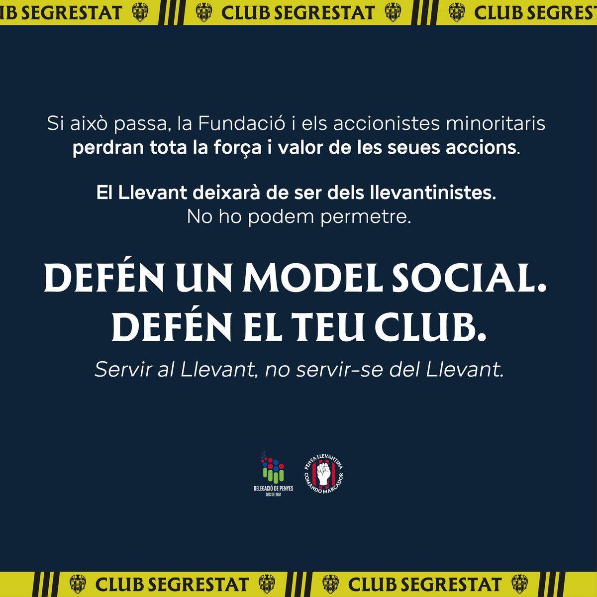 Hui mes que mai...!!! Volem transparència...!!! Volem saber on estan els diners del nostre club i quines són les maniobres per a fer aquesta venda encoberta. Danvila Menteix més que parla...!!!