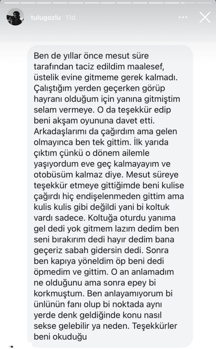 Mesut Süre hakkında yeni iddialar ortaya atıldı. 

"Kendimi o pis koltuğunda kendisinin altında buldum. Beni o gün kurtaran bahçıvan pantolonum oldu, onu çıkaramadı."