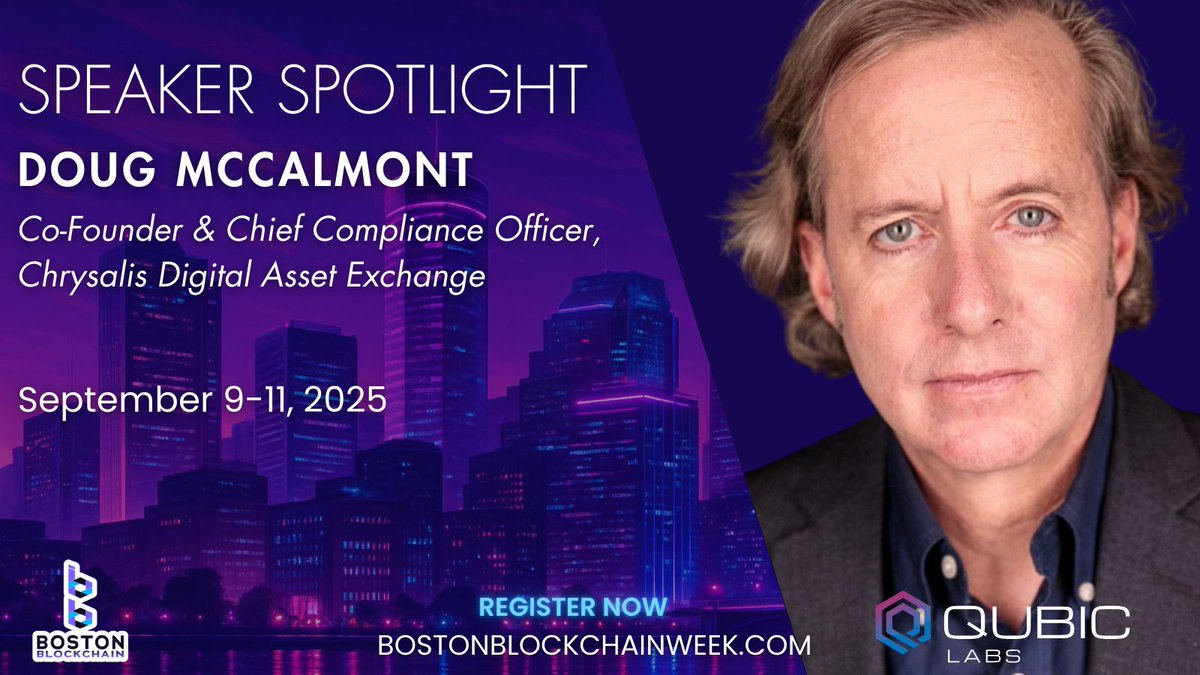 🎤 We’re excited to announce that @dmccalmont with Chrysalis Digital Asset Exchange will be speaking at Boston Blockchain Week 2025: Where Blockchain Meets AI.

He will be joining a powerhouse lineup of builders, investors, and innovators shaping the future of decentralized tech.