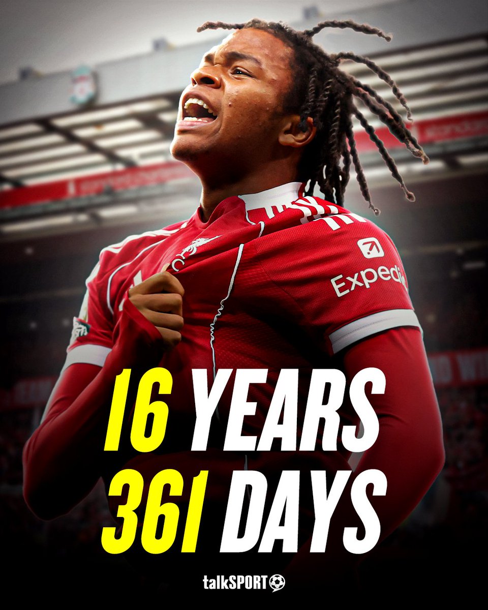 Rio Ngumoha (aged 16 years and 361 days) is the:

⚽ Youngest goalscorer in Liverpool's 133-year history

⚽ 4th youngest goalscorer in Premier League history

⚽ 2nd 16-year-old to score a match winning PL goal

Remember the name. 🌟