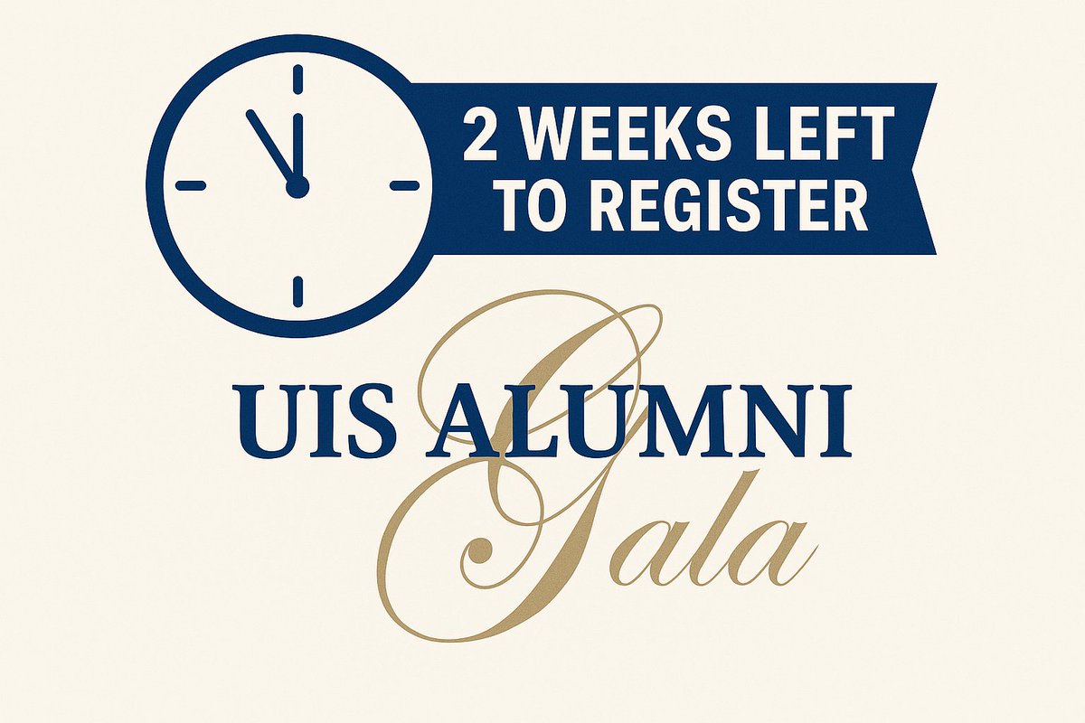 ⏳ Only 2 weeks left to register for the #UISeduAlumni Gala!
Spots are limited—secure yours now for an unforgettable night on Sept 20.

🎉 Reconnect. Celebrate. Shine.
🔗 go.uis.edu/StarsGala

#UISAlumniGala #RegisterNow #CountdownToGala