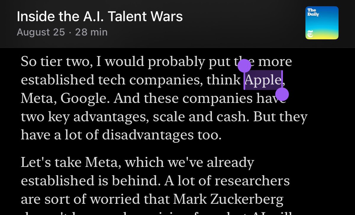 How is it possible for the New York Times to get this so completely wrong? Apple ahead of Anthropic in AI? Did nobody read this before it went out?