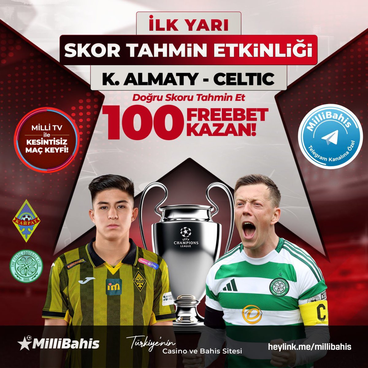 🔝 #MİLLİBAHİS İLE TAHMİNİNİ YAP 100 FREEBET KAP!

🤑 İlk Yarı Skourunu Bil 100 Freebet!

➡️TIKLA TAHMİNİNİ YAP! (docs.google.com/forms/d/1vc2aV…)
