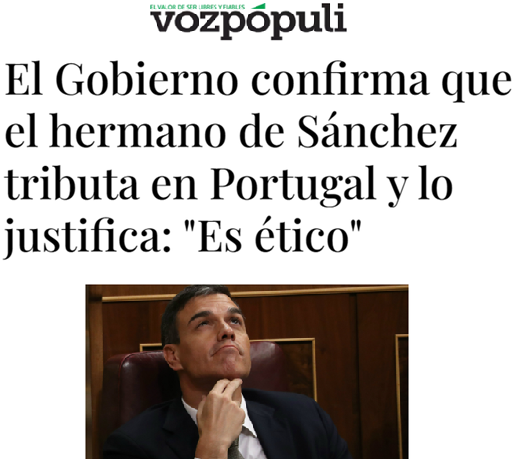 -Un youtuber que no cobra un euro de dinero público español y decide irse a vivir a Andorra: "Es un jeta. Es un insolidario"

-David Sánchez, que cobra de los impuestos de todos los españoles y no paga un euro de impuestos en España: "Es legal y ético. No tenemos nada que decir"