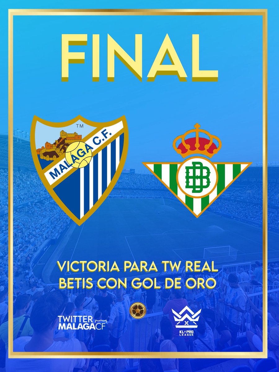 Caemos derrotados en gol de oro, y eliminados de la <a href="/KLProLeague/">KL Pro</a> 🩵🤍

Enhorabuena a <a href="/TwBetis/">Tw Betis AoÉ 🏆🏆</a> y gracias por todo. Forza Málaga siempre.