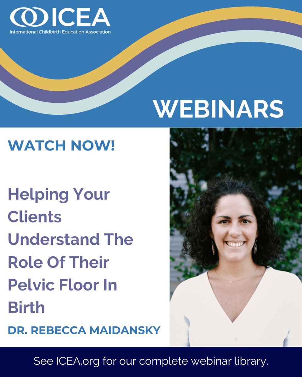 Looking to expand your skills? Want to earn CEs? Interested in hearing from perinatal industry leaders?

Take a look at "Helping Your Clients Understand The Role of Their Pelvic Floor in Birth" led by Dr. Rebecca Maidansky and more!

💙 View Now: icea.org/resource/helpi…