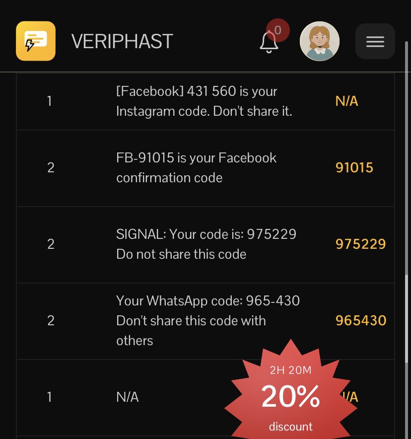 veriphast's tweet image. 💡 Stop wasting money on platforms that never send your OTP codes.
✅ With Veriphast, you can rent real numbers (USA, UK &amp;amp; 60+ countries) for WhatsApp, TikTok, Telegram &amp;amp; more — and the codes actually deliver.
👉 Try it now: veriphast.com
#Veriphast #OTPSolutions #code