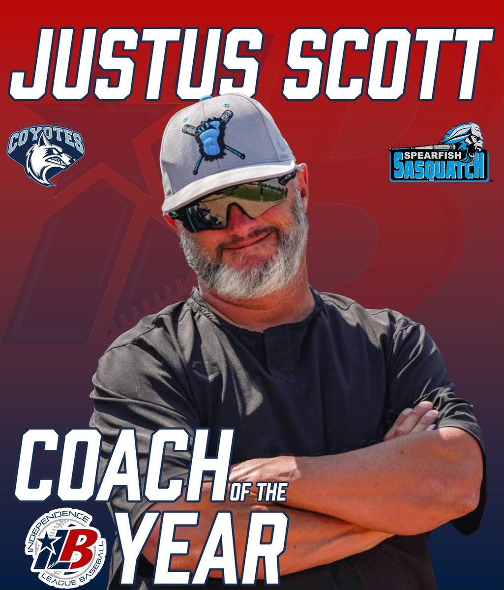 Independence League (@ilbtweets) on Twitter photo We're pleased to announce the 2025 iLB Coach of the Year - Justus Scott of the <a href="/sprfshsasquatch/">Spearfish Sasquatch ⚾️</a> and <a href="/CosoCoyotes/">Cerro Coso Athletics</a>. Congrats, Coach Scott, on a great season! We're pleased to announce the 2025 iLB Coach of the Year - Justus Scott of the <a href="/sprfshsasquatch/">Spearfish Sasquatch ⚾️</a> and <a href="/CosoCoyotes/">Cerro Coso Athletics</a>. Congrats, Coach Scott, on a great season!