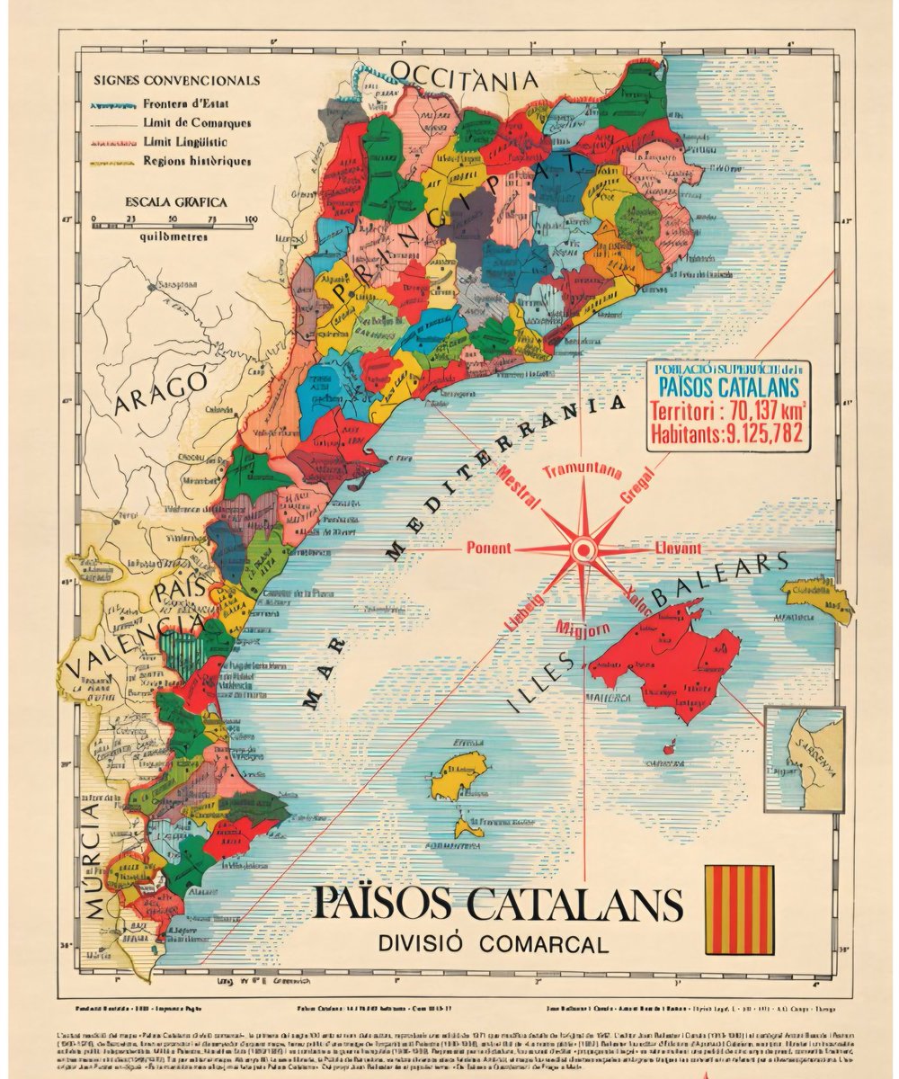 Un decret de la Generalitat d'avui fa 89 anys establia la divisió de Catalunya en comarques. 
Un record per a Joan Ballester Canals, jutjat i empresonat per propaganda il·legal, per haver publicat el 1962 el mapa comarcal dels Països Catalans, "la maniobra + eficaç" segons Fuster