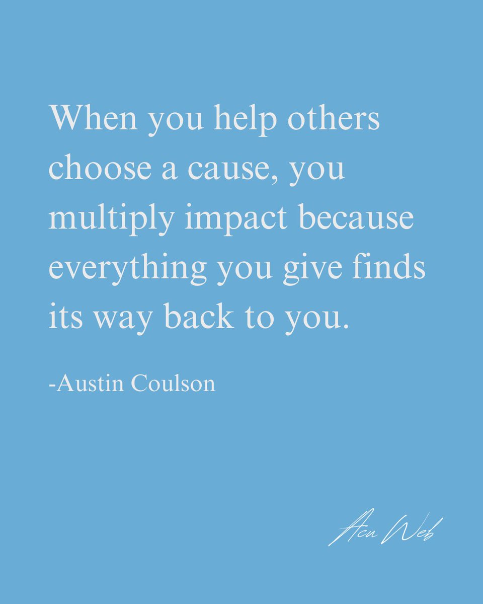 ACUWebServices's tweet image. When you guide others to meaningful causes, the ripple effect of impact always circles back. 🌍💙

#ACUWeb #AustinCoulson #ChooseACause #ImpactfulLiving #SocialGood #GiveBac