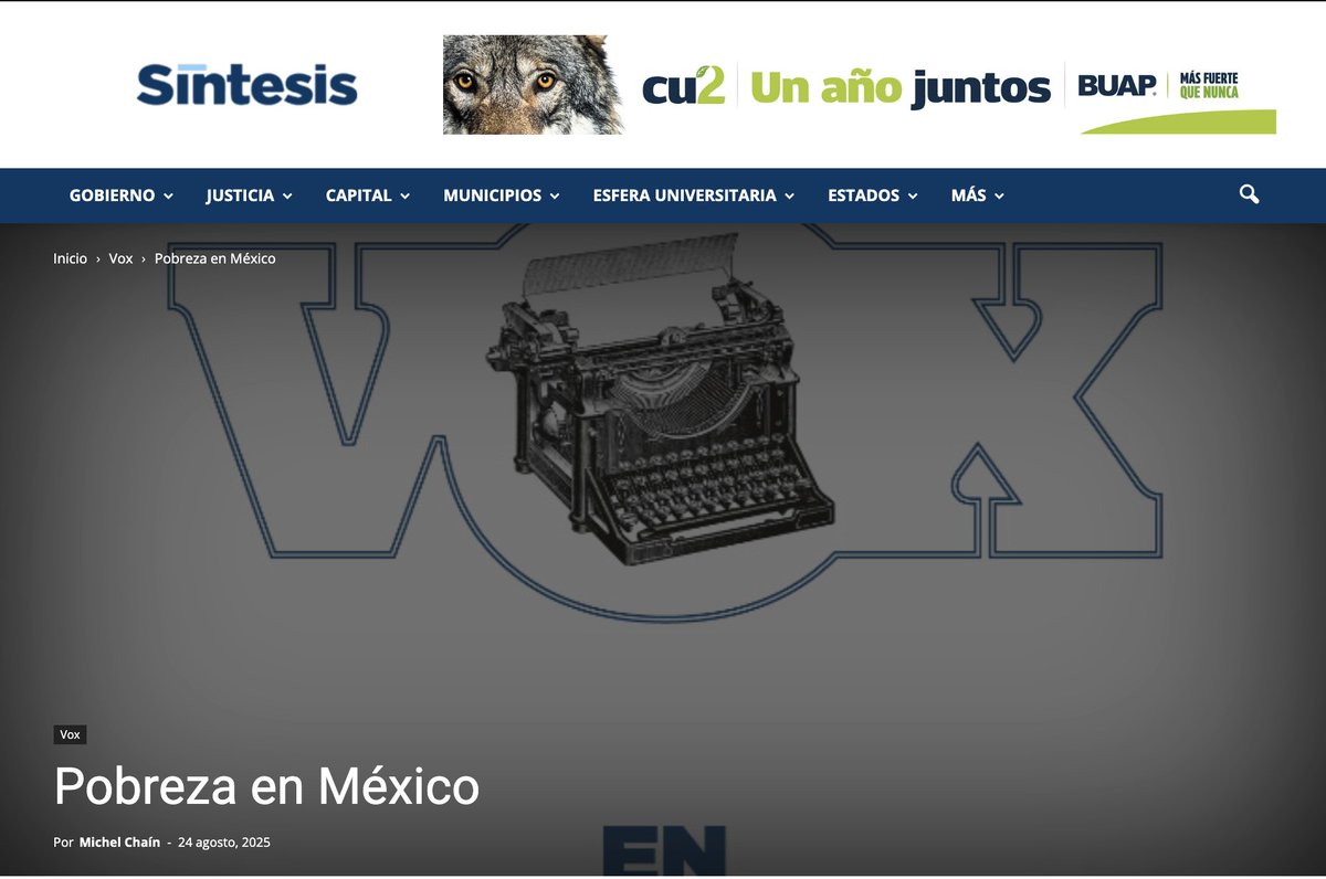 La reducción de la #pobreza en #Mexico, según <a href="/INEGI_INFORMA/">INEGI INFORMA</a>, son buenas noticias, aunque también incluye información que podría llegar a revertir lo logrado. ¡Y también hay datos de la pobreza en #Puebla!

¡Todo eso y más en mi columna en <a href="/sintesisweb/">Síntesis Puebla</a>!
sintesis.com.mx/puebla/2025/08…