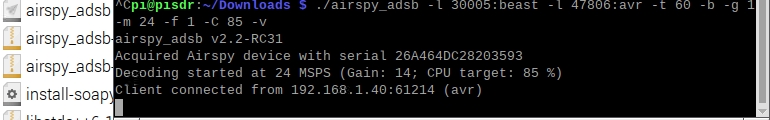 Testing that the ADS-B antenna is still working after 8 years. 
64-bit AirSpy_ADSB on a Raspberry Pi 4.
Homemade collinear antenna, AirSpy R2, and LNA from rtlsdrblog.
59 aircraft now in Barcelona at 11:55 PM