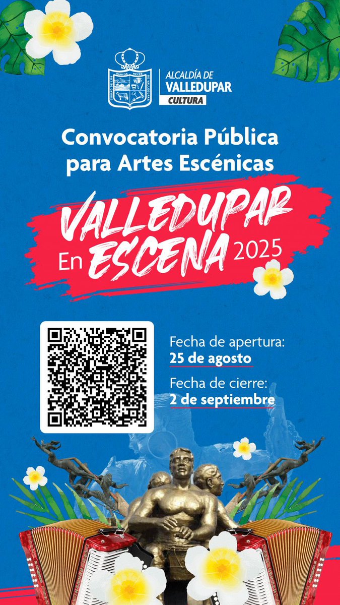 📣🎭 ¡Atención gestores culturales!

Ya está abierta la convocatoria “Valledupar en Escena 2025” con una importante inversión para apoyar las artes escénicas de la ciudad. 💃🎶

🔗 Conoce más aquí: valledupar-cesar.gov.co/Transparencia/…