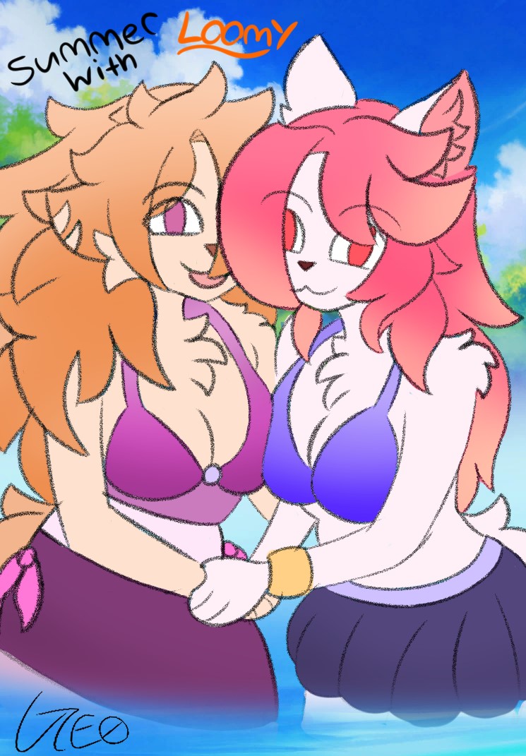 This one is for my friend <a href="/comifur/">Comifur</a> 
Shamairah and Loomy having an amazing time at the beach! (This one was kind of rushed due to my computer crashing and deleting the og!)