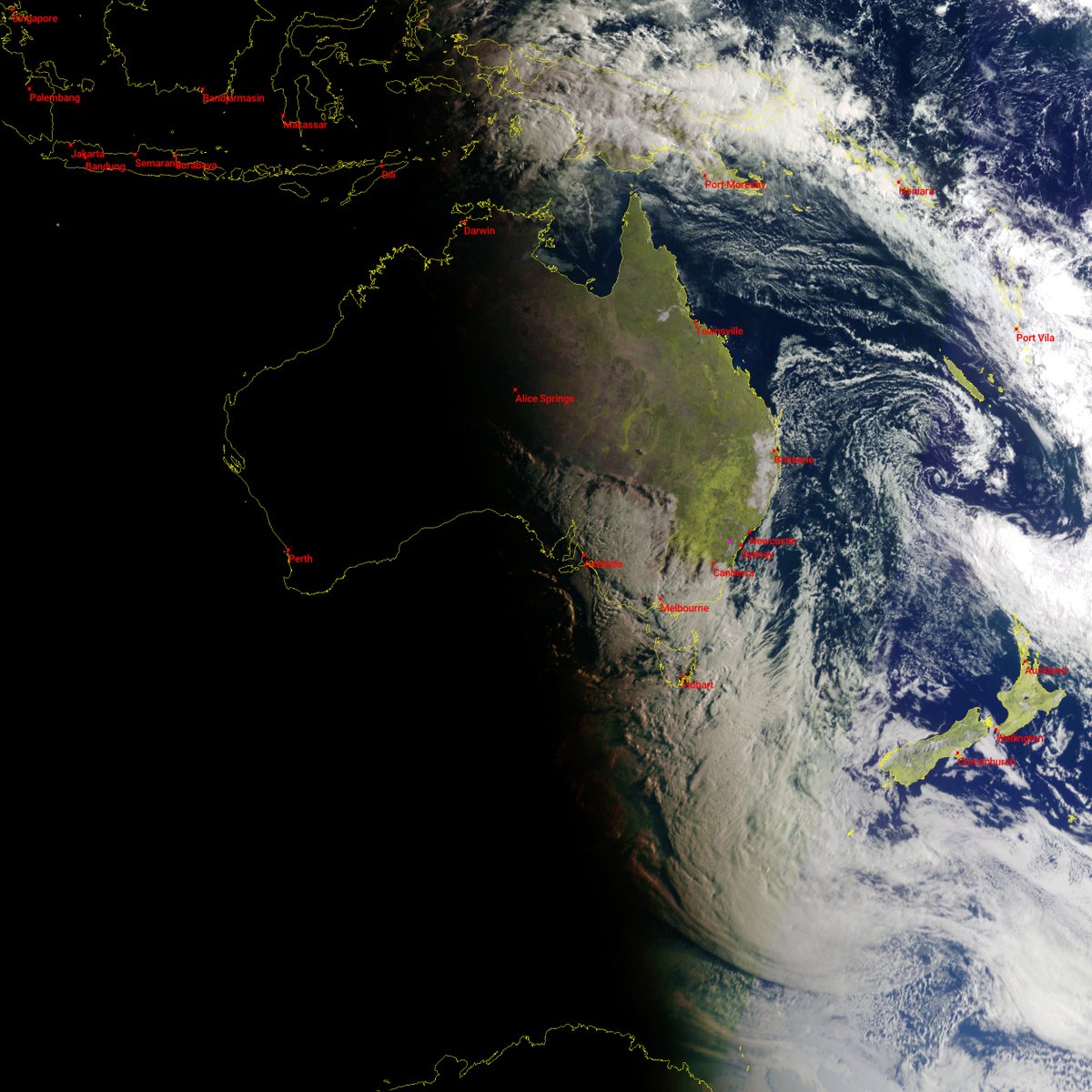 #ElektroL4 (21:42UTC) 7:42am 26 Aug AEST
#Satdump, #DiscoveryDish, #Airspy mini
#weather #LRIT #Satellite #Australia #NewZealand #Globe #Earth