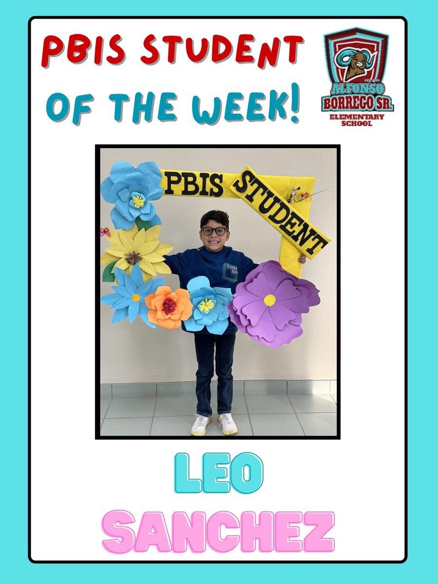 Lorena Robles (@mslorenarobles) on Twitter photo ๐ PBIS Student of the Week: Leo! ๐
Leo gives his best effort no matter what. He is respectful, responsible, and empathetic. He helps others with enthusiasm and kindness, setting a wonderful example for everyone. Keep up the amazing work, Leo! ๐๐ <a href="/BorregoElem/">Alfonso Borrego Sr. Elementary</a> #PBIS ๐ PBIS Student of the Week: Leo! ๐
Leo gives his best effort no matter what. He is respectful, responsible, and empathetic. He helps others with enthusiasm and kindness, setting a wonderful example for everyone. Keep up the amazing work, Leo! ๐๐ <a href="/BorregoElem/">Alfonso Borrego Sr. Elementary</a> #PBIS