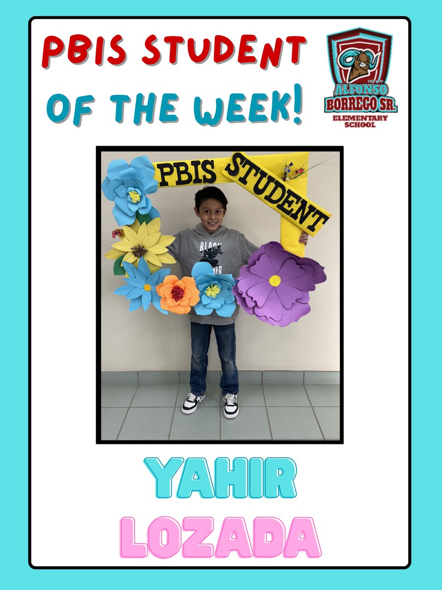 Lorena Robles (@mslorenarobles) on Twitter photo ๐ PBIS Student of the Week: Yahir Lozada! ๐
Congratulations to Yahir! He gives his best effort no matter what, is respectful, responsible, and empathetic. Yahir helps others with enthusiasm and kindness, making our classroom a better place each day. ๐๐ <a href="/BorregoElem/">Alfonso Borrego Sr. Elementary</a> #PBIS ๐ PBIS Student of the Week: Yahir Lozada! ๐
Congratulations to Yahir! He gives his best effort no matter what, is respectful, responsible, and empathetic. Yahir helps others with enthusiasm and kindness, making our classroom a better place each day. ๐๐ <a href="/BorregoElem/">Alfonso Borrego Sr. Elementary</a> #PBIS